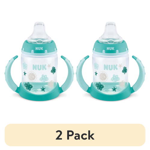 (2 pack) NUK Learner Cup, 5 oz Soft Spout Sippy Cup 6+ Months, 1 Pack, Teal, Unisex
