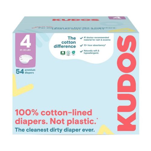Kudos Chlorine Free Cotton-lined Disposable Diapers - Size 2 - 72ct