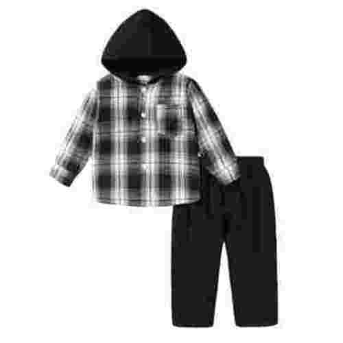 Younger Tree Toddler Baby Boys Kids Flannel Plaid Shirt Outfits Set Winter Christmas Hoodie Top Pants Clothes 2 PCS for 12-18 Months