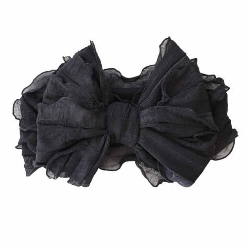 Large Ruffle Knit Bow | Black*