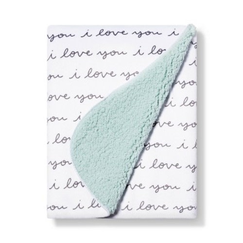 Plush Velboa Baby Blanket I Love You - Cloud Island™ White/Black