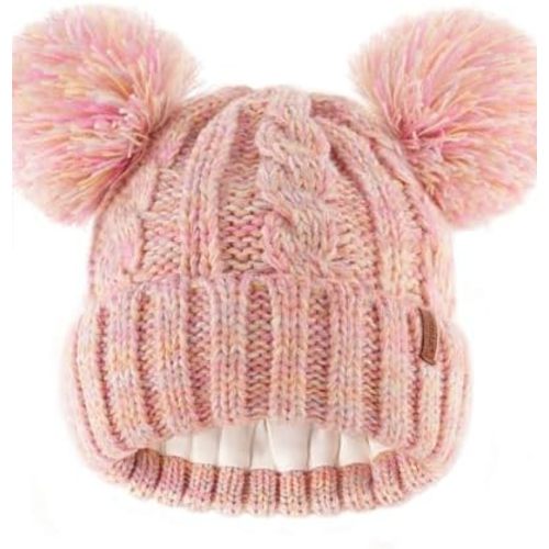 FURTALK Toddler Girls Boys Winter Hat Kids Pom Pom Beanie Hats Baby Faux Fur Pom Beanies Warm Soft Toddler Hats