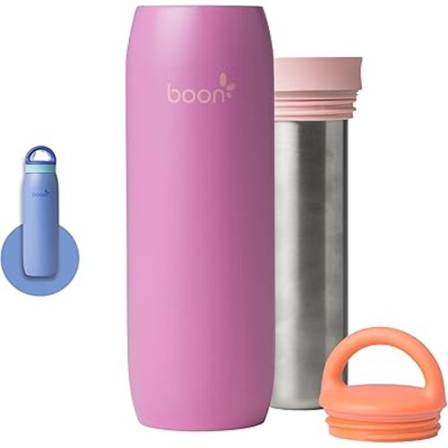 Boon Frosh Portable Breast Milk Chiller - Stainless Steel Cooler and Storage Container - Purple - Keeps Milk Cold for up to 17 Hours