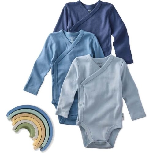 STERLING 3-Pack Side Snap Bodysuit, Terra - butterblu, size 0-3M