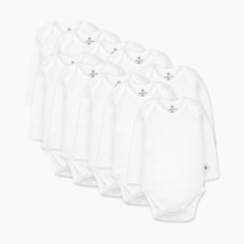 Honest Baby Clothing 10-Pack Organic Cotton Long Sleeve Bodysuits - Bright White, 12 M, 10