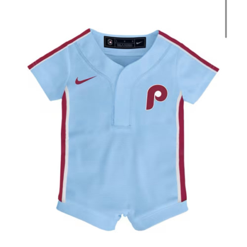 Philadelphia Phillies Nike Baby LIGHT BLUE Alt 2 Replica Romper Baseball Jersey - 133418371 6-9 months