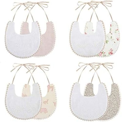 GZMM Baby Bib For Girls,Reversible Waterproof Handmade Natural Cotton Baby Drool Bib 0-12 months 2 Pack (floral mult-9, 0-12 months)