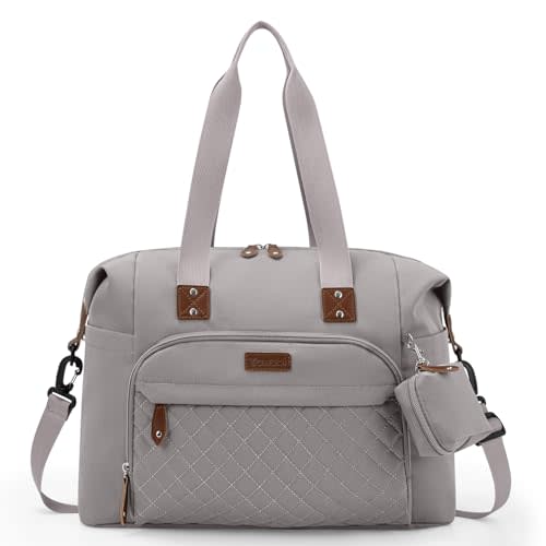 Tuwubi Diaper Bag Tote,Baby Diaper Bag with Pacifier Case Large Travel Diaper Tote Caddy for Mom and Dad Multifunction Baby Bag - M-Light Khaki