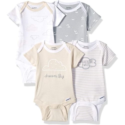 Gerber baby-girls 4-pack Short Sleeve Onesies Bodysuits - 6-9 Months - Cloud Dream Big