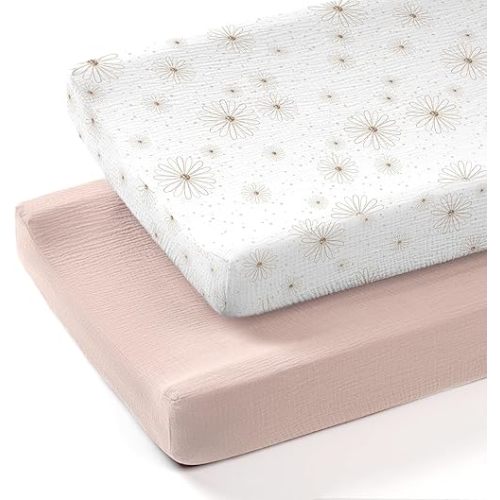 lulumoon Muslin Changing Pad Covers: Baby Cotton Changing Table Covers - Soft Changing Pad sheets for Boys Girls