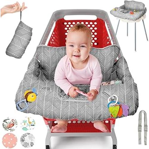 PILLANI Shopping Cart Cover for Baby, High Chair Cover for Restaurant Seat - Grocery Cart Cover for Baby Girl and Boy, Comfortable Cotton Buggy Covers for Babies - Padded Toddler Shopping Cart Cover
