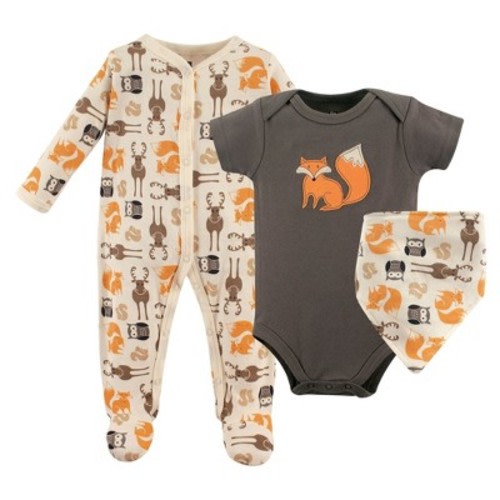 Hudson Baby Infant Boy Cotton Sleep and Play, Bodysuit and Bandana Bib Set, Forest, Size: 0-3 months