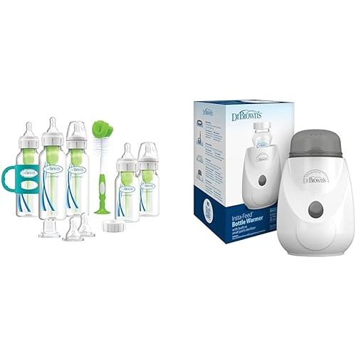 Dr. Brown's Natural Flow® Anti-Colic Options+™ Narrow Bottle to Sippy Gift Set & Insta-Feed Baby Bottle Warmer and Sterilizer for Baby Bottles and Baby Food Jars