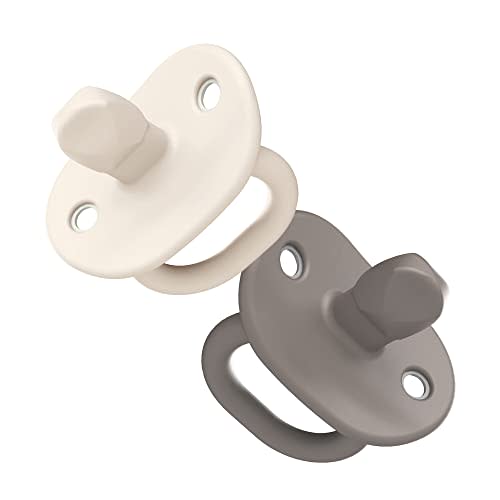 Boon Jewl Silicone Orthodontic Pacifier - Baby Pacifier with Soothing Gem Shaped Nipple - Comfortable Newborn Pacifiers Support Natural Oral Muscular Development - Neutral - 2 Count - 0+ Months