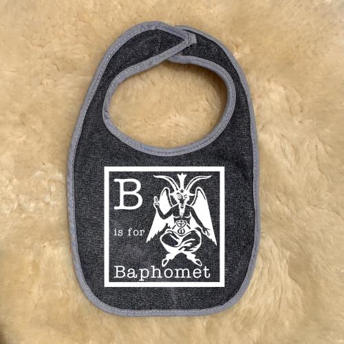 B is for Baphomet Baby Bib by 101 Damnations Shop - Occult Goth Witchy Spooky Halloween Baby Infant Mom Gift