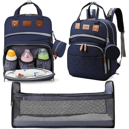 Baby Diaper Bag Backpack with Changing Station, best baby registry shower gifts, Baby Diaper Bags for Men and Women,Essential Gifts for New Parents of Babies(Dark Blue)