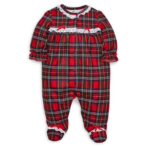 Baby Girl's Christmas Plaid Footie