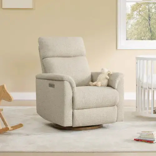 Power Swivel Nursery Glider Recliner with Power Headrest and Nightlight