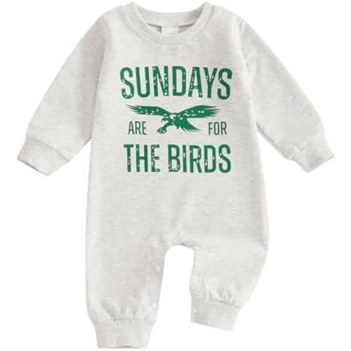 BULINGNA Baby Boy Girl Football Outfit Sundays are for the Birds Romper Jumpsuit Game Day Fall One Piece Clothes