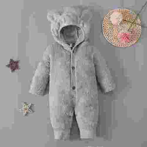 purcolt Baby Days savings!Newborn Baby Girls Boys Cute Bear Fleece Footie Bunting Snowsuit Toddler Infant Hooded Plush Footed Jumpsuit Romper Winter Fall Warm Coat Outfits On Clearance