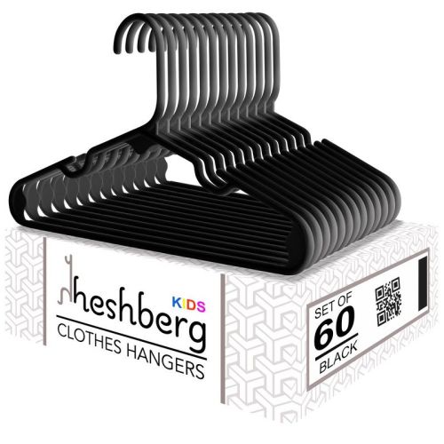 Heshberg Baby And Kids Plastic Hangers Black 60 Pack