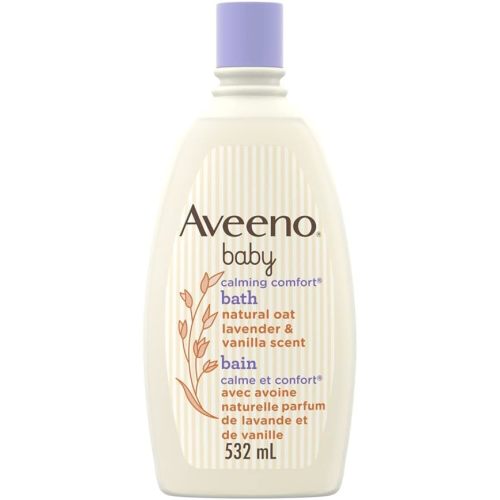 AveenoBaby Calming Comfort Bath Baby Body Wash for gently cleanses baby’s skin & helps calm baby before bedtime natural oat Lavender & Vanilla Scents, 532 mL
