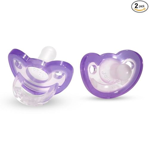 RaZbaby Jollypop Pacifier for Newborns & Up, USA Made, Natural Shaped Orthodontic Binky, Lovingly Shared in NICUs & Hospitals Worldwide, Medical-Grade 100% BPA-Free - 0-3 Months, 2 Pack - Lavender