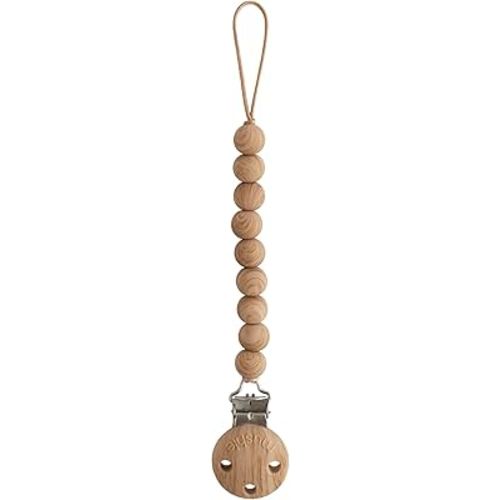 mushie 100% Silicone Baby Pacifier Clip BPA Free | Hera (Faux Wood)