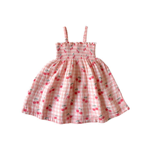 Gingham Cherries / Muslin Smocked Tube Dress