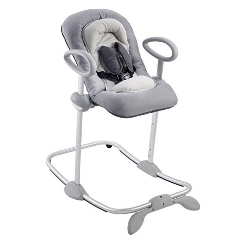 BEABA Up and Down Portable Baby Rocker, 4 Height Levels and 3 Reclining Positions with One Click, Rocking Chair for Baby, Baby Seats for 0-3 Months, Grey