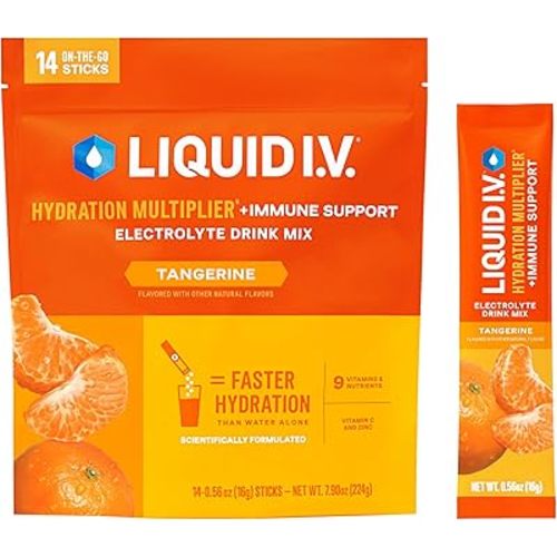 Liquid I.V.® Hydration Multiplier +Immune Support - Tangerine | Electrolyte Powder Drink Mix | 1 Pack (14 Servings)