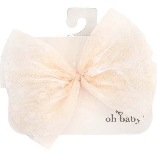 Dotted Mesh Bow Nylon Headband, Natural - oh baby! Bows | Maisonette