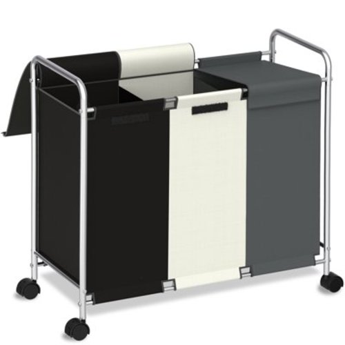 Nefoso Laundry Hamper Sorter,150L Large 3 Section Laundry Basket 600D Oxford Fabric with Wheels and Lids for Laundry Bedroom Bathroom Clothes Storage