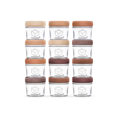 KeaBabies 12-Pack Prep Jars Baby Food Storage Glass Containers, Terracotta