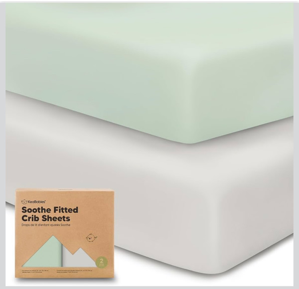 KeaBabies 2pk Organic Cotton Crib Sheets for Boys Girls 52x28, Sage