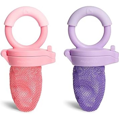 Munchkin Baby Feeder for Fresh Food and Fruit, 2 Pack, Coral/Purple