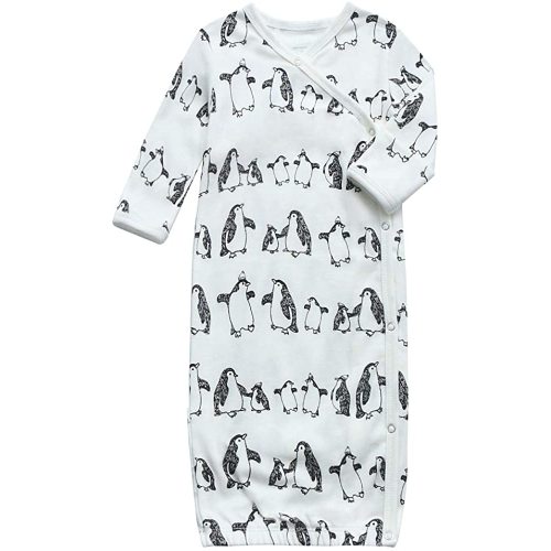 O2 BABY 100% Organic Cotton kimono Gown With Mittens & Fold-over Pouch