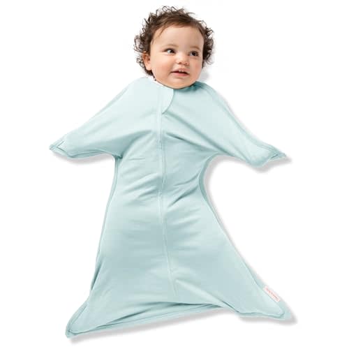 SleepingBaby Zipadee-Zip Transitional Swaddle Sack, 4-8 Month - Roomy Zipper Swaddle for Easy Diaper Changes and Proper Hip Development - Baby Swaddle Sack, Small - Classic Mint