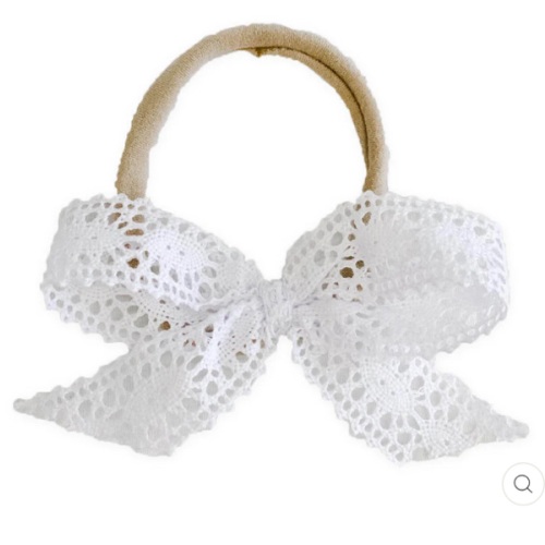 White Lace Bow Headband