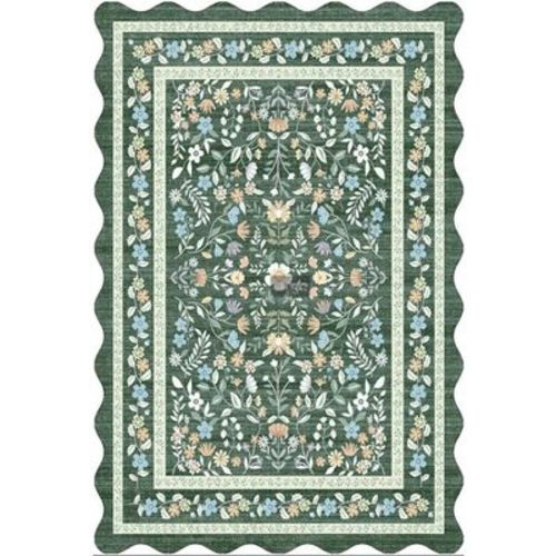Fulvari Washable Area Rug Non Slip Low Pile Boho Floral Small Carpet for Bedroom, Bedside, Kitchen, Entryway, Kids Room, Office, College Dorm