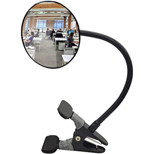 Ampper Glass Clip On Rear View Cubicle Mirror, Flexible Convex Security Mirror for Personal Safety Desk Rearview Monitors or Anywhere (3.75", Round)