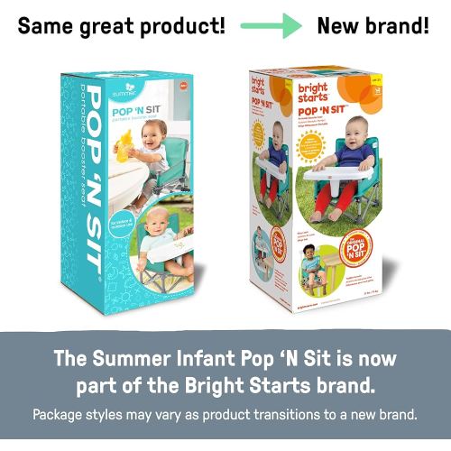 Summer by Bright Starts Pop 'N Sit Portable Booster Chair, Floor Seat, Indoor/Outdoor Use, Compact Fold, Teal, 6 Mos - 3 Yrs
