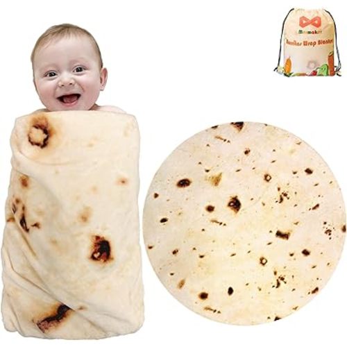 mermaker Burritos Tortilla Swaddle Blanket Baby for Toddler Newborn, 285 GSM Soft Flannel Taco Wrap Blanket Funny Gifts for Baby Shower Boys Girls, 36 inch