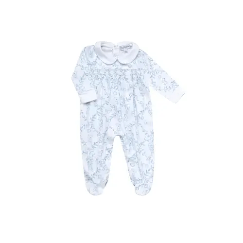 Blue Bears Trellace Smocked Footie