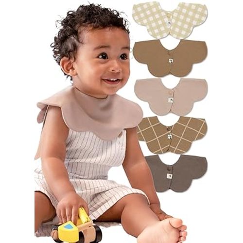 Konny Baby Bibs 5-Pack, 360 ° Rotate, Soft and Absorbent Bandana Drooling for Boys Girls baby Essentials