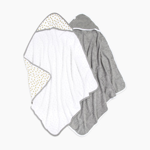 Burt's Bees Baby Organic Sinlge Ply Hooded Towel (2 Pack) - Cloud Honey Bee