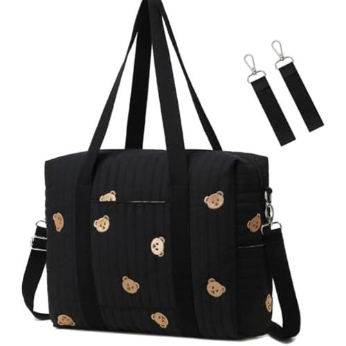 Diaper Bag Tote with Insulated Pockets and Stroller Hooks for Travel