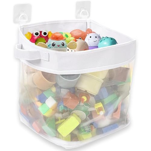 Bath Toy Storage, Large Capacity Toy Organizer, Toddlers Bath Toy Holder, Wall-mounted Bathtub Toy Storage Bag For Kids Bathroom Toy Storage With Hooks