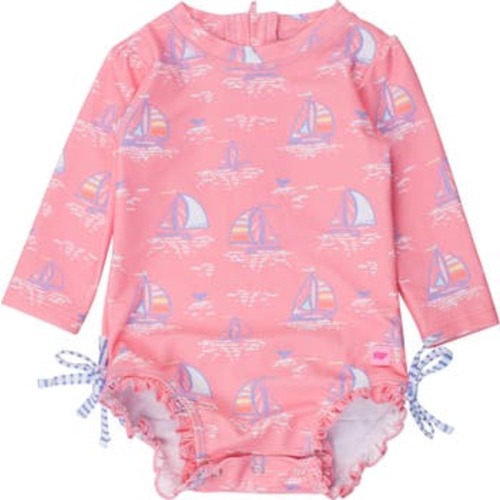 Baby Girls Long Sleeve UPF50+ One Piece Rash Guard, 3-6M