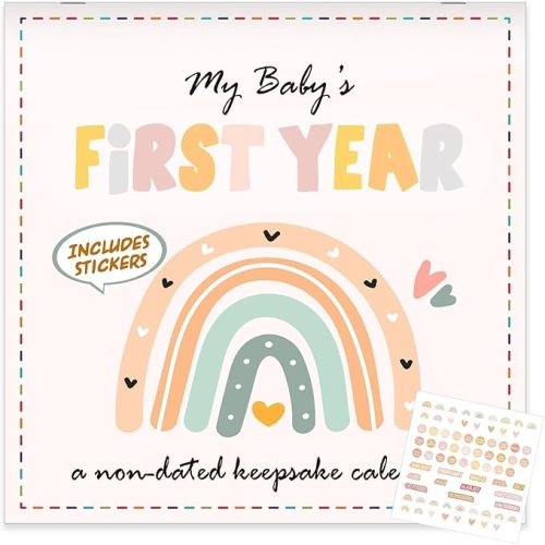 Boho Rainbow Baby's First Year Calendar with Stickers Boho 1st Year Tracker First Year Book Baby First Year Milestones Newborn Baby Memory Calendar Keepsake for Baby Girl or Boy